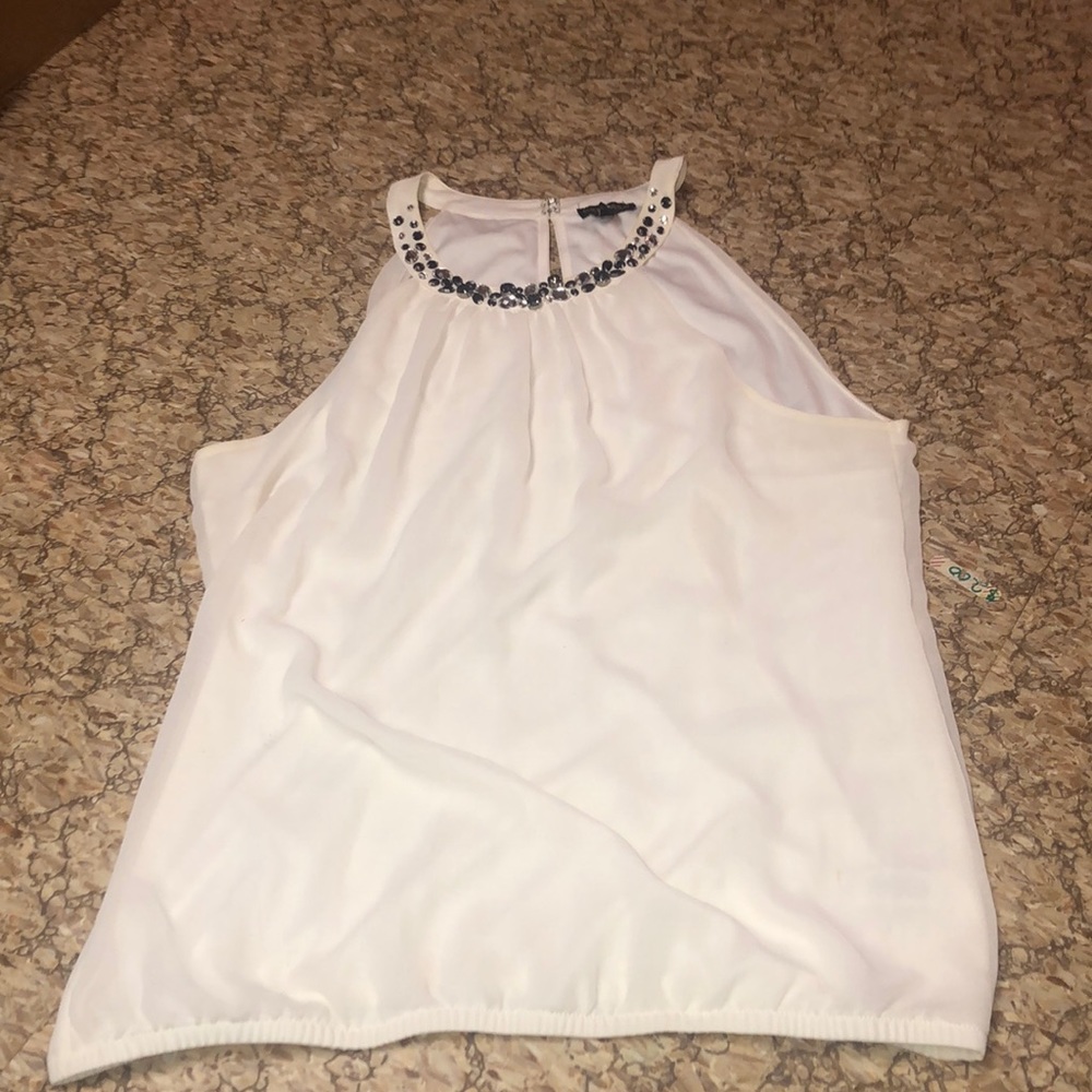 White Flowy Formal Tank Top/Blouse